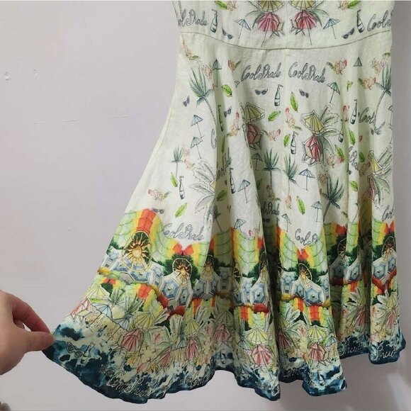 Camilla Sundowners Short Linen Dress With Tie Front Size XS NWT b162 - Picture 7 of 14